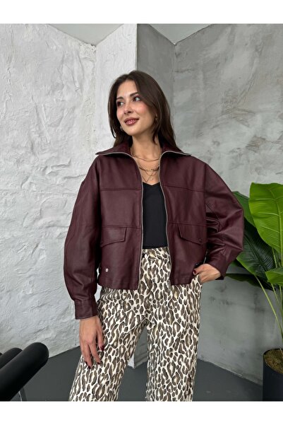 Elif Özbey Butik Plum Premium Front Zipper Jacket