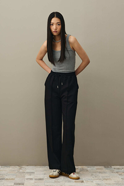 Fahhar Wide Leg Sweatpants Black