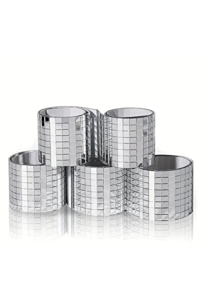 Online Home Market Aynalı Mozaik Kendinden Yapışkanlı Taşlı Dekor Bandı 4 cm x 1 mt Gümüş Renk