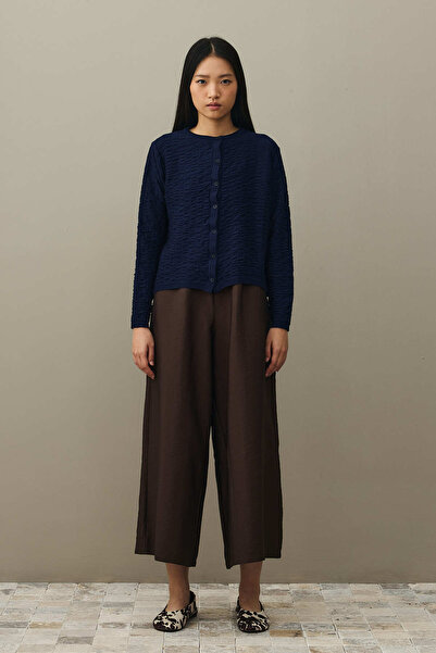 Fahhar Büzgülü Viscone Hırka Lacivert