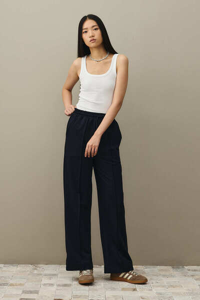 Fahhar Wide Leg Sweatpants Navy Blue