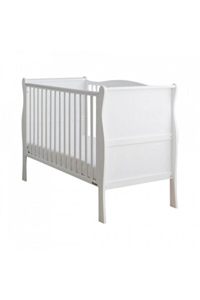Woodies Baby Crib Made from Solid Pine Wood, 120 x 60 cm, Noble Cot, White