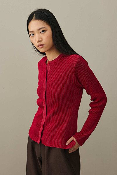 Fahhar Simli Fitilli Hırka Kırmızı