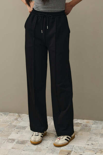 Fahhar Wide Leg Sweatpants Black