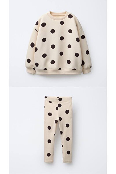 Lolliboomkids Girl's Black and White Polka Dot Sweatshirt Leggings Top and Bottom Set Polkadot