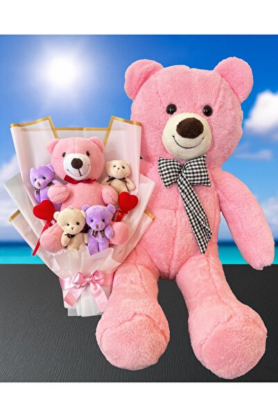 Linalux Gifts Sevgiliye Ayıcık Buketi ve Büyük Pembe Ayıcık - Sevgiliye Dogum...