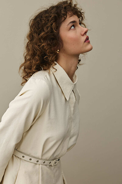 Fahhar Pens Detailed Dress Beige