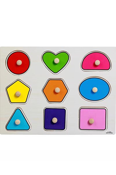 Denn Store Puzzle Educativ din Lemn – forme geometrice