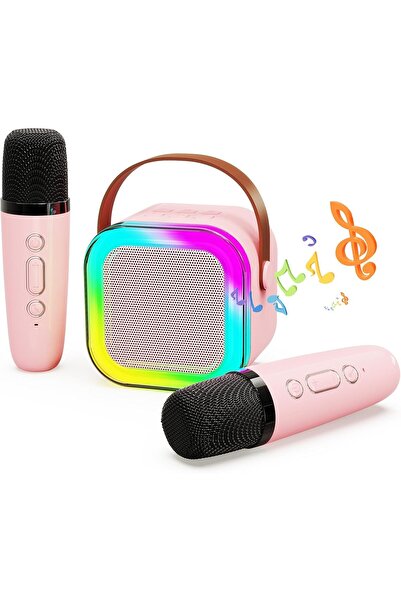 Bogadini Boxa portabila karaoke cu 2 microfoane wireless, Bluetooth, efecte L...