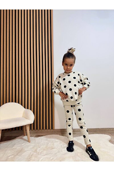 Lolliboomkids Girl's Black and White Polka Dot Sweatshirt Leggings Top and Bottom Set Polkadot