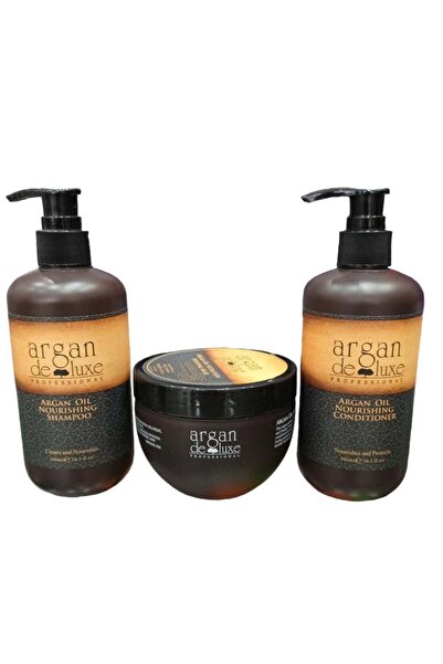 argan de luxe ارغان ديلوكس شامبو وبلسم فاخر بزيت الارغان المغربي300 مل مع ماسك250مل