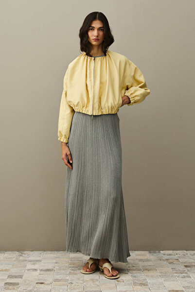 Fahhar Fermuarlı Bomber Ceket Sarı