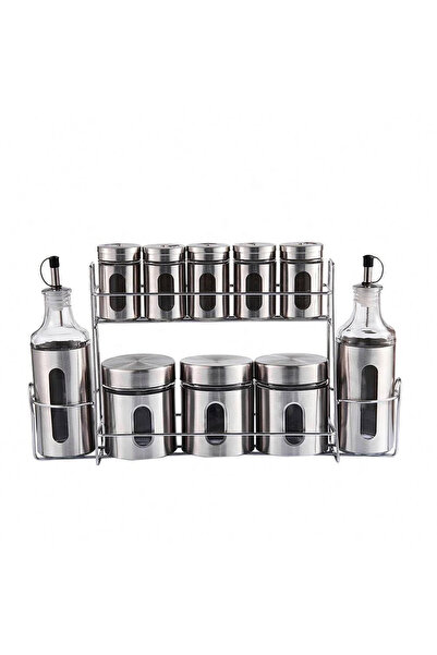 Generic Spice and seasoning jar set with oil and vinegar bottles