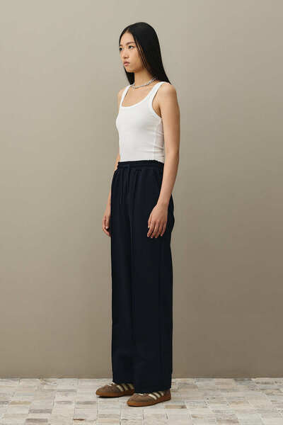 Fahhar Wide Leg Sweatpants Navy Blue