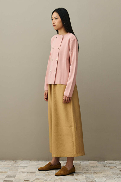 Fahhar سترة قصيرة بأزرار مزدوجة باللون الوردي