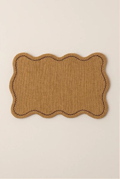 Trouvaille Dalgalı Kenarlı Hasır Jüt Supla | Nakışlı Bohem Rustik Amerikan Servis