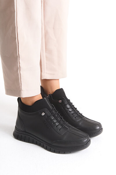 YADE MODA Hakiki Deri Full Ortapedik Özel Tabanlı Soğuk Havaya Dayanıklı Kauç...