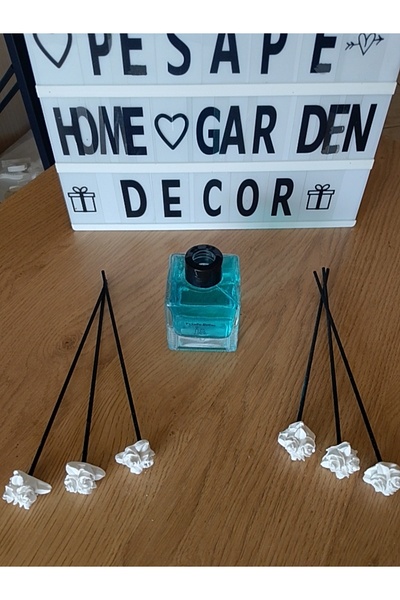 PESA PeSaPe DeCoR Beyaz çiçekli siyah bambu koku çubuğu 6 lı set