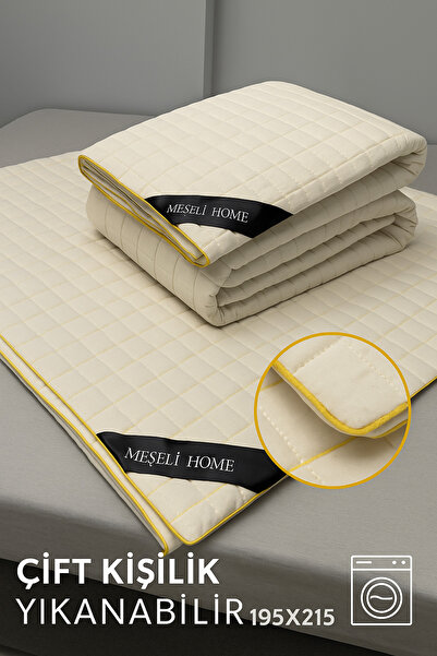 MEŞELİ TEKSTİL Çift Kişilik Yün Yorgan Yıkanabilir Biye Detaylı | Özel Tasarım | Terletmez Nem Çeker | Uzun Ömürlü