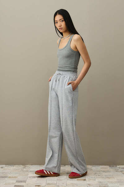 Fahhar Wide Leg Sweatpants Gray Melange
