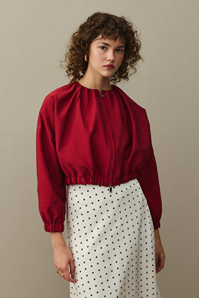 Fahhar Fermuarlı Bomber Ceket Kırmızı