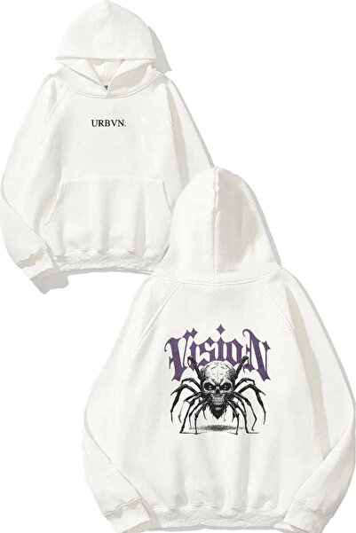 urbvn سويت شيرت أبيض كبير الحجم مطبوع بتصميم فيجن سبايدر