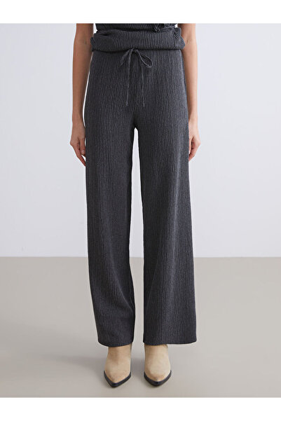 LC Waikiki Elastic Waist Textured Wide Leg Women's Trousers