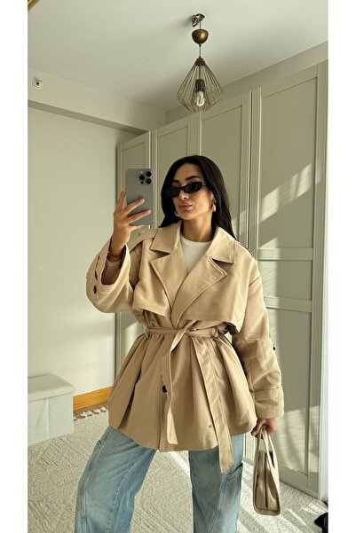 Sindimoda Jena Oversize Kuşaklı Düğmeli Trençkot 2635