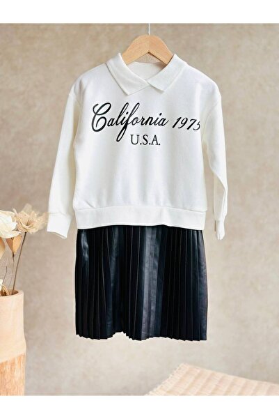 Lolliboomkids Girl's Polo Neck Sweatshirt - Skirt Trend Bottom Top Set New Season