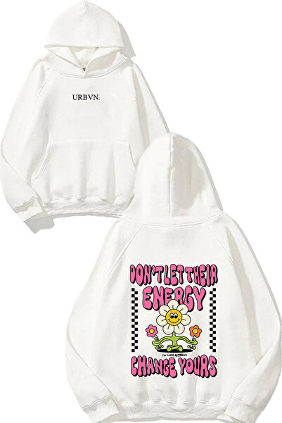 urbvn قم بتغيير تصميمك وقم بطباعة سويت شيرت أبيض كبير الحجم ذو غطاء للرأس