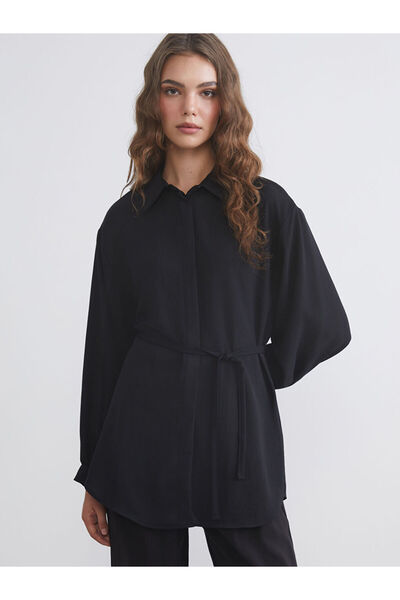LC Waikiki Black Oversize Women's Shirt Tunic