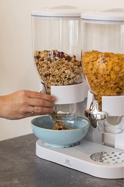 United Dispenser de cereale, cu 2 recipiente, capacitate 2 x 2 Litri, Alb