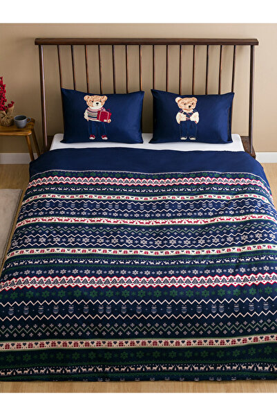 LC Waikiki Lacivert Ayı Teddy Baskılı Çift Kişilik Nevresim Seti