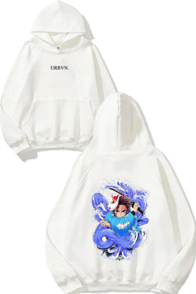 urbvn سويت شيرت أبيض كبير الحجم مطبوع عليه تصميم أنيمي ويف