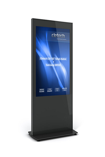Cletech C01 55” Totem Kabini + Samsung QM55C 55” Signage Monitör