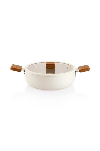 Altabi Schafer Ceramoni Ceramic Flat Pot 24 cm – Cream