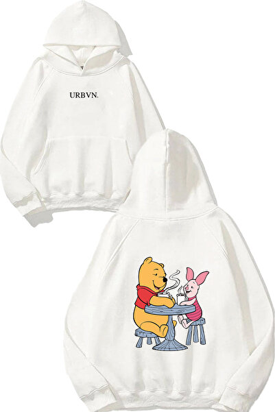 urbvn سويت شيرت أبيض كبير الحجم مطبوع عليه تصميم ويني كوفي