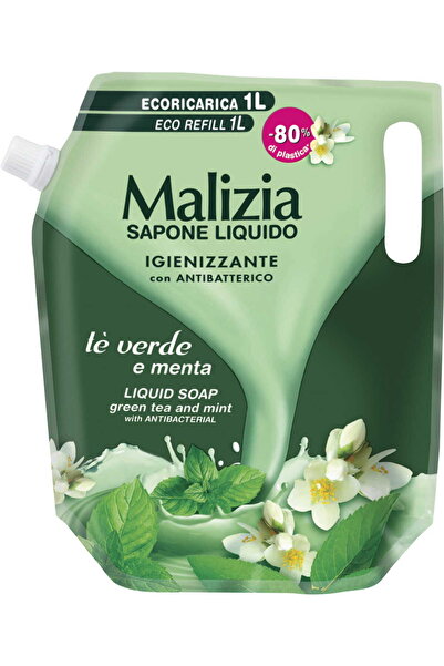 Malizia Πράσινο τσάι & μέντα – Ανταλλακτικό υγρό σαπούνι, 1 l