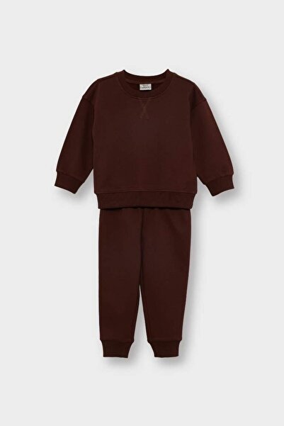 DeFacto Erkek Bebek 2'li Takım Basic Düz Sweatshirt Eşofman Altı (25 WN)