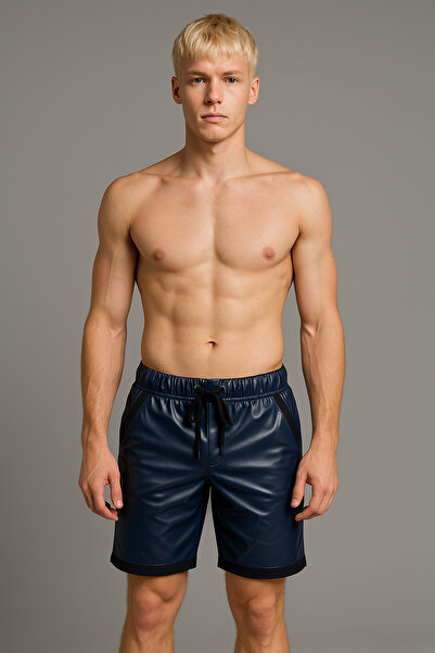 PROLET Contrast Trim Erkek PU Deri Şort