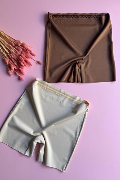 VicTroy Laser Cut Short 2-Piece High Waist Coffee and Beige Color Anti-Slip Silicone Polyamide Seamless Corset-Leggings