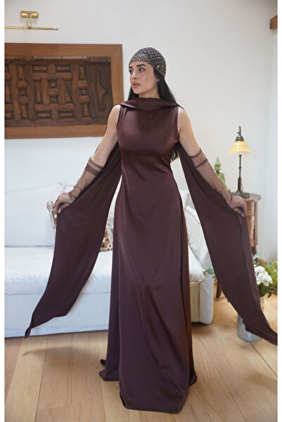 Tavie İki kuşaklı kolsuz elbise-Kahverengi