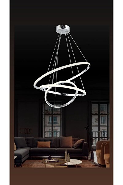 FRLNGZ LED OLİVİA KROM 3 LÜ ÇEMBER [ 30/40/50 ] LÜKS 3 RENK LEDLİ AVİZE