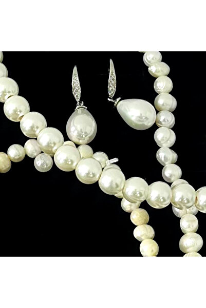 FashionForYou Precious Pearls accessory set, pearl necklace, earrings, bracelet and headband, in gift box, White