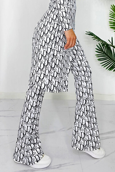FashionForYou Casual outfit, Agathea, flared tetra pants and long asymmetrical blouse, White Disco