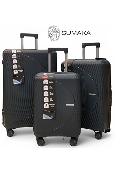 SUMAKA Luggage Travel Suitcase Trolley Bag - Set of 3 pcs - With Spinner Wheels (Silicone)