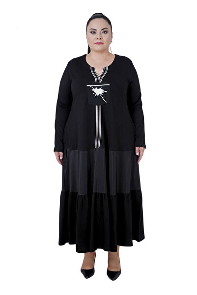 Darkmen Rochie de damă, mărime mare, lejeră, neagră, lungă, supradimensionată