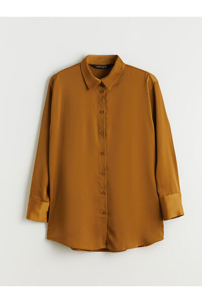 LC Waikiki Lcw modest brown satin women's shirt tunic