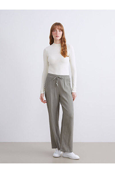 LC Waikiki Textured Muslin Women's Trousers with Waist Cord from Uzg Store fo...