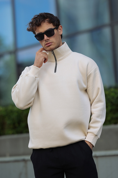 aziso Ανδρικό φούτερ με μισό φερμουάρ με ψηλό γιακά